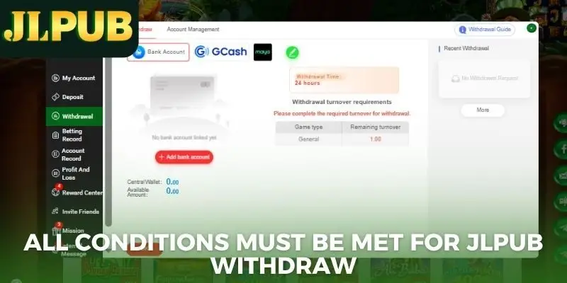 All conditions must be met for JLPUB Withdraw