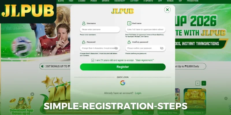 Simple registration steps