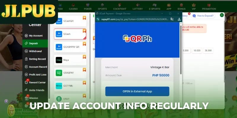 Jlpub Deposit 4 Update account info regularly